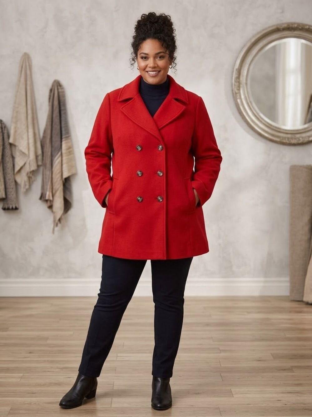 Lane Bryant red button down peacoat size 22